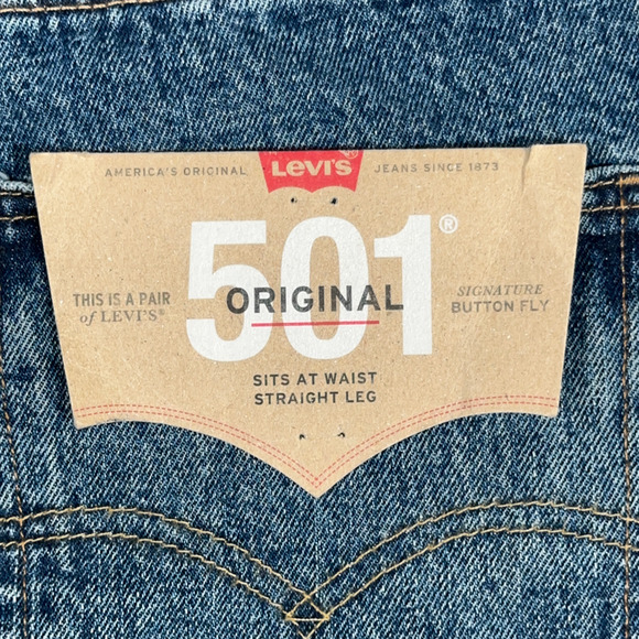 Levis 501 Jeans Mens 38x31 Blue Medium Wash Original Fit Straight Leg Button Fly - Picture 9 of 12
